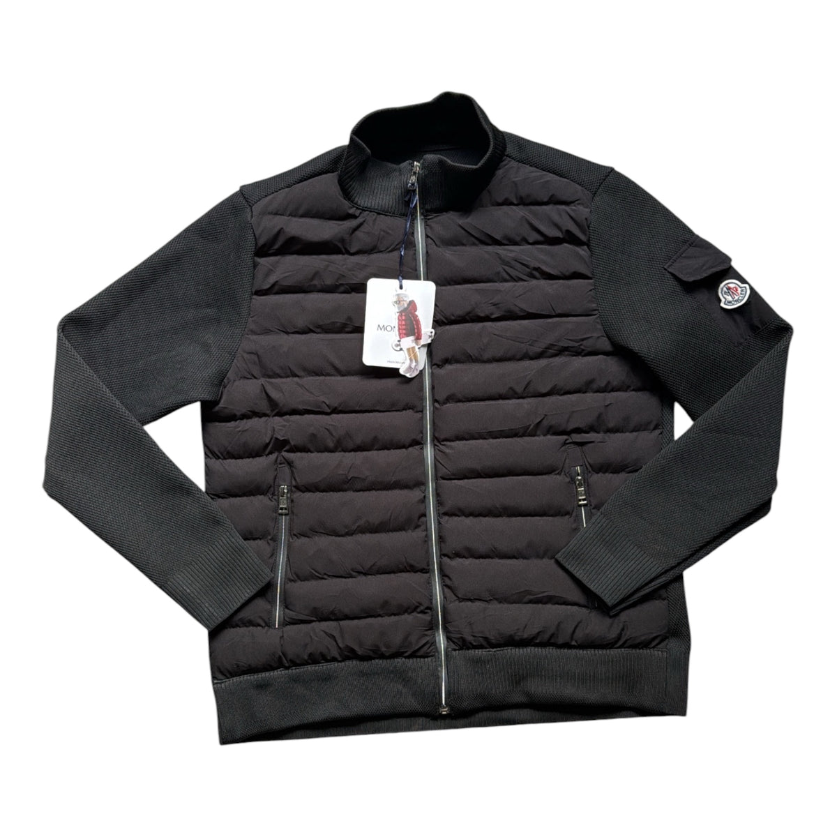 Black Hybrid Puffer Cardigan